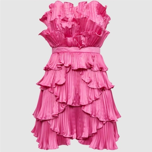 NEW AMUR Reed Pink Pleated Mini Dress - Picture 1 of 8